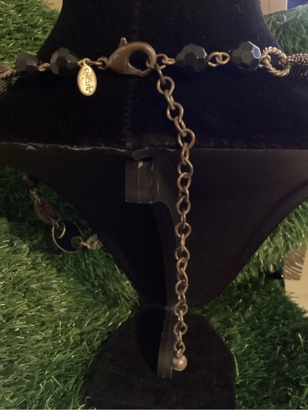 Chicos Vintage-Inspired Black/silver and Gold Statement Necklace